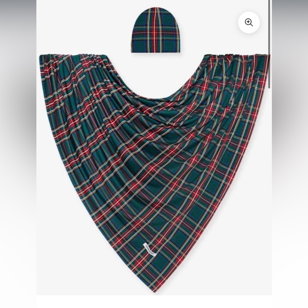 Posh Peanut Plaid Swaddle and Beanie Set